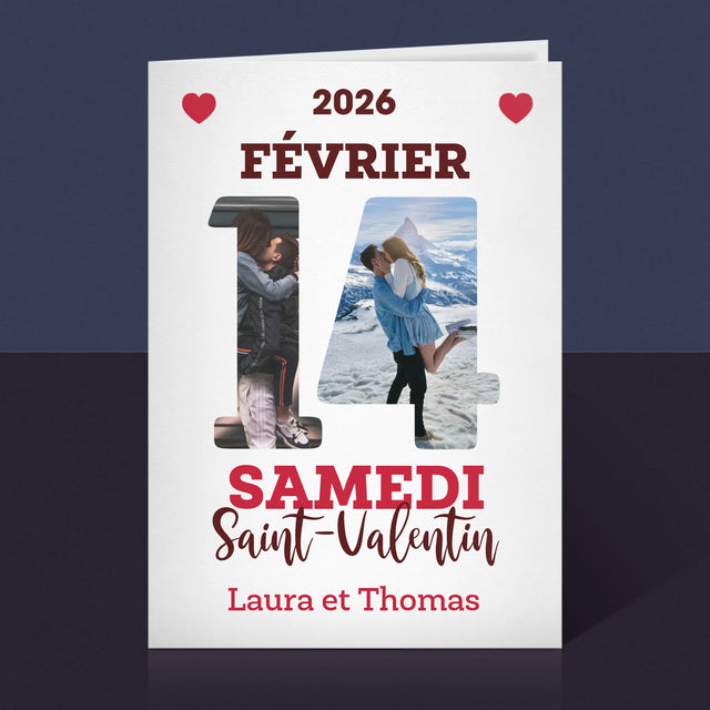 Collage Photo De Lettre: Carte Calendrier Saint-Valentin - Carte De Vœux