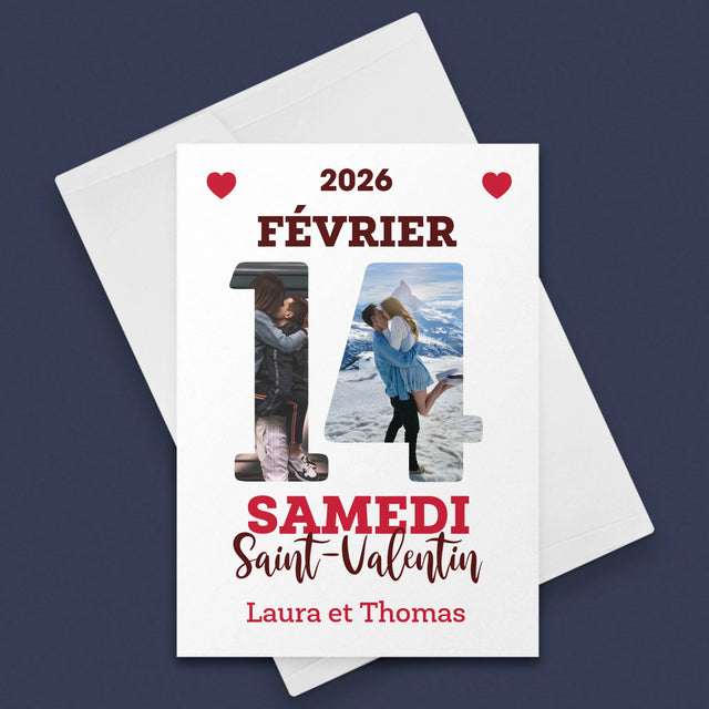 Collage Photo De Lettre: Carte Calendrier Saint-Valentin - Carte De Vœux