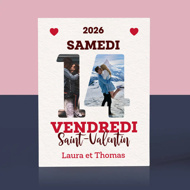 Collage Photo De Lettre: Carte Calendrier Saint-Valentin - Bloc Acrylique