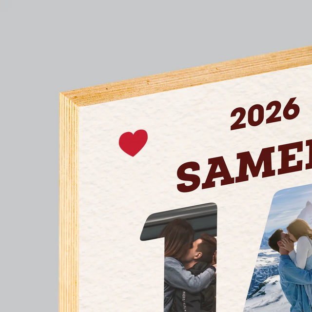 Collage Photo De Lettre: Carte Calendrier Saint-Valentin - Impression Sur Bois