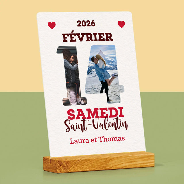 Collage Photo De Lettre: Carte Calendrier Saint-Valentin - Impression Sur Verre Acrylique