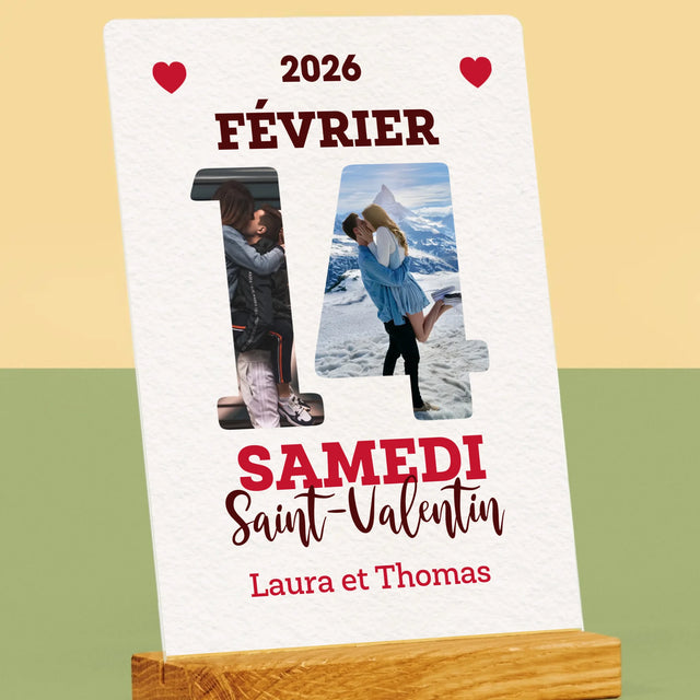 Collage Photo De Lettre: Carte Calendrier Saint-Valentin - Impression Sur Verre Acrylique