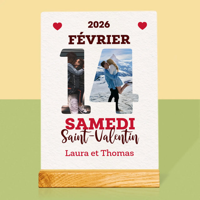 Collage Photo De Lettre: Carte Calendrier Saint-Valentin - Impression Sur Verre Acrylique
