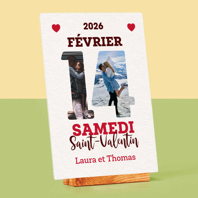 Collage Photo De Lettre: Carte Calendrier Saint-Valentin - Impression Sur Verre Acrylique