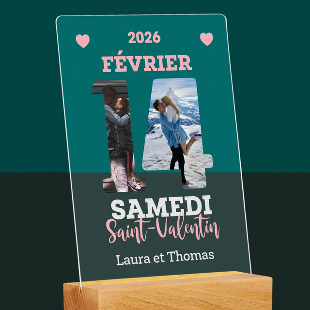 Collage Photo De Lettre: Carte Calendrier Saint-Valentin - Impression Sur Verre Acrylique