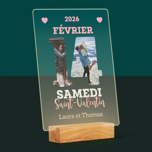 Collage Photo De Lettre: Carte Calendrier Saint-Valentin - Impression Sur Verre Acrylique