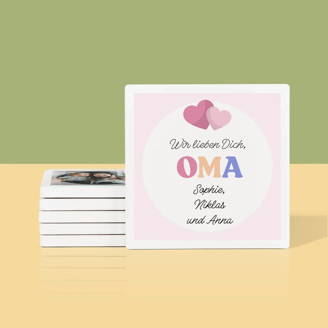 Collage photo : Je t'aime mamie - Dessous de verre | DE