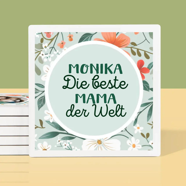 Zdjęcie i Podpis: Najlepsza Mamusia Kwiaty - Podkładki Pod Kubki | DE