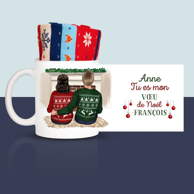 La Création Du Personnage: Couple De Noël - Chaussettes D'Hiver Dans Une Tasse