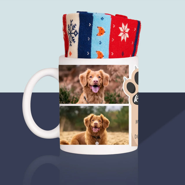 Le Collage Photo: Le Meilleur Chien - Chaussettes D'Hiver Dans Une Tasse
