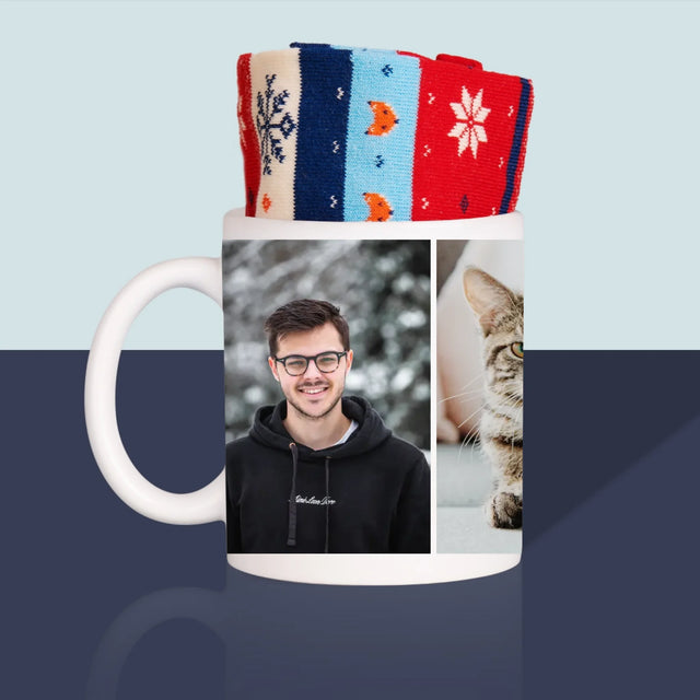 Le Collage Photo: Les 3 Photos - Chaussettes D'Hiver Dans Une Tasse