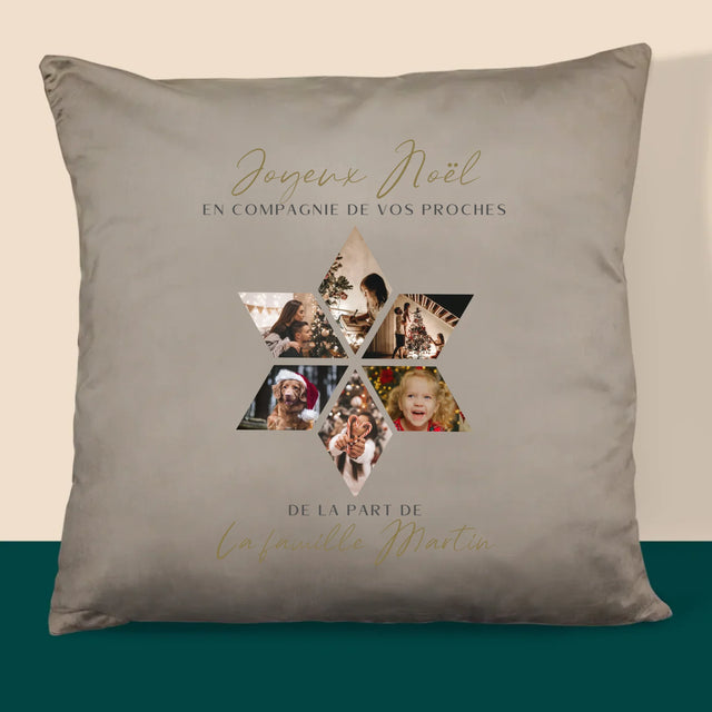 Le Collage Photo: Joyeux Noël Flocon De Neige - Coussin