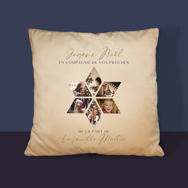Le Collage Photo: Joyeux Noël Flocon De Neige - Coussin