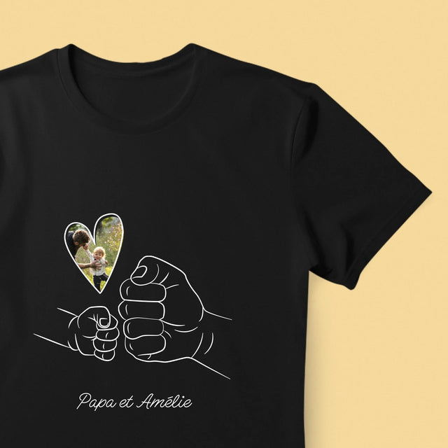 Photo Et Texte: Papa Enfant Main - T-Shirt Pour Hommes