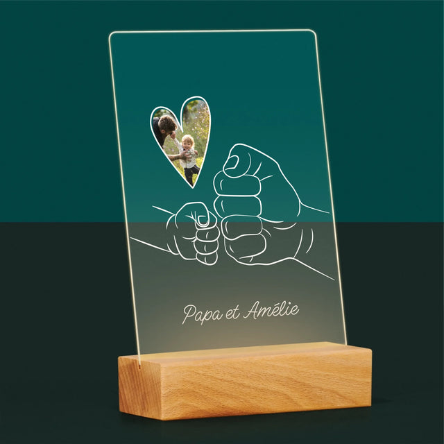 Photo Et Texte: Papa Enfant Main - Impression Sur Verre Acrylique