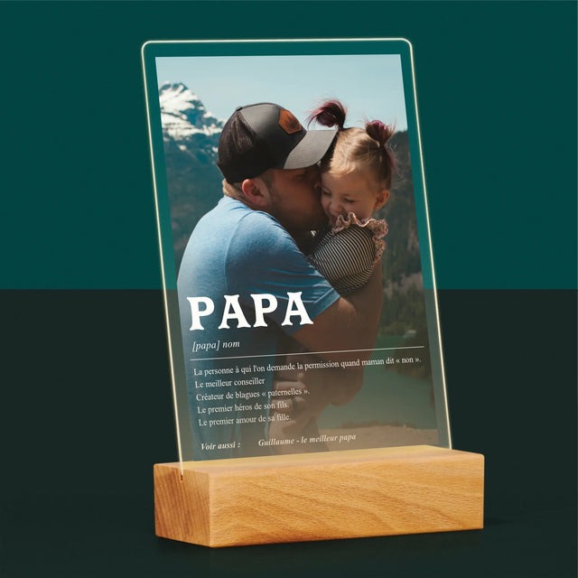 Photo Et Texte: Papa La Définition - Impression Sur Verre Acrylique