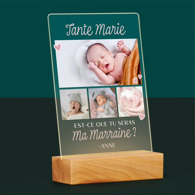 Collage Photo: Est-Ce Que Tu Seras Ma Marraine ? - Impression Sur Verre Acrylique