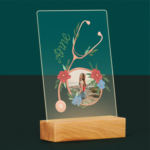 La Photo Et Un Texte: Stéthoscope Fleurs - Impression Sur Verre Acrylique