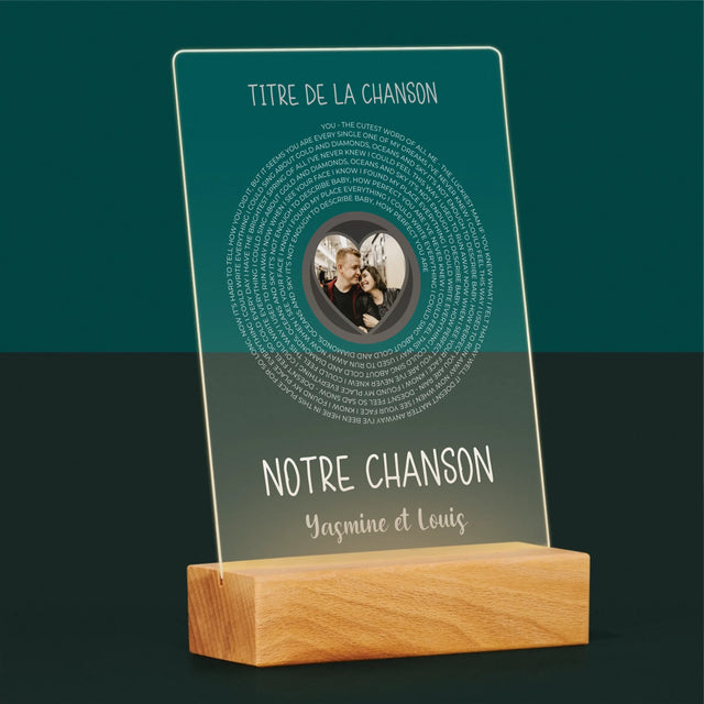 La Photo Et Un Texte: Notre Chanson Avec Les Paroles - Impression Sur Verre Acrylique