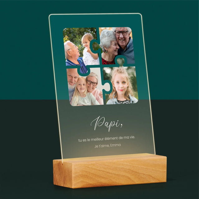 Le Collage Photo: Casse-Tête, Un Cœur Pour Grand-Papa - Impression Sur Verre Acrylique