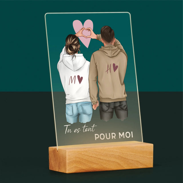 La Création Du Personnage: Couple Cœur - Impression Sur Verre Acrylique