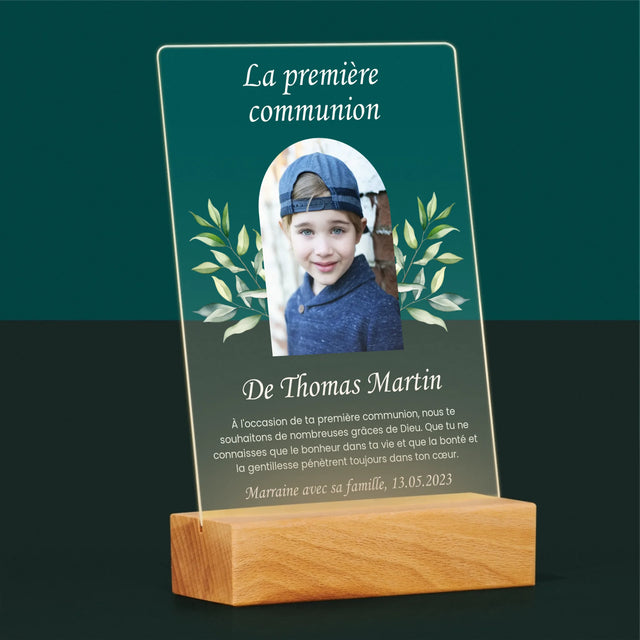 Photo Et Texte: Première Communion, Vœux - Impression Sur Verre Acrylique