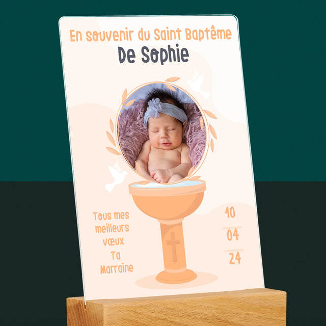 Photo Et Texte: En Souvenir Du Saint Baptême - Impression Sur Verre Acrylique