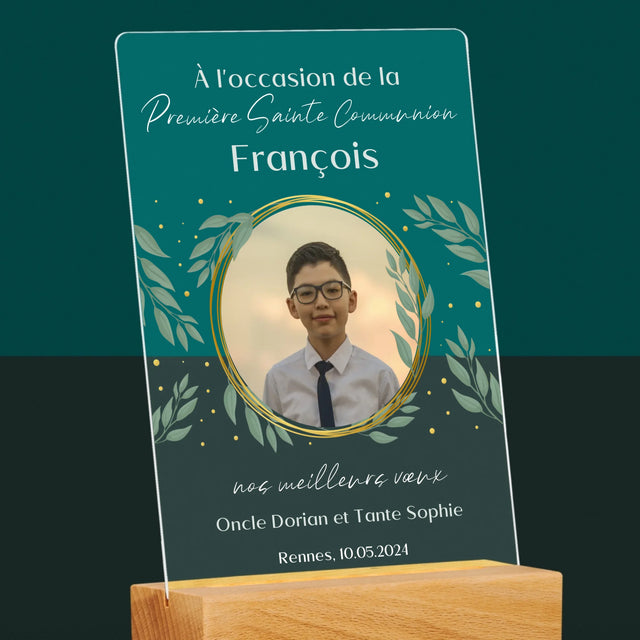Photo Et Texte: À L'Occasion De La Première Communion - Impression Sur Verre Acrylique