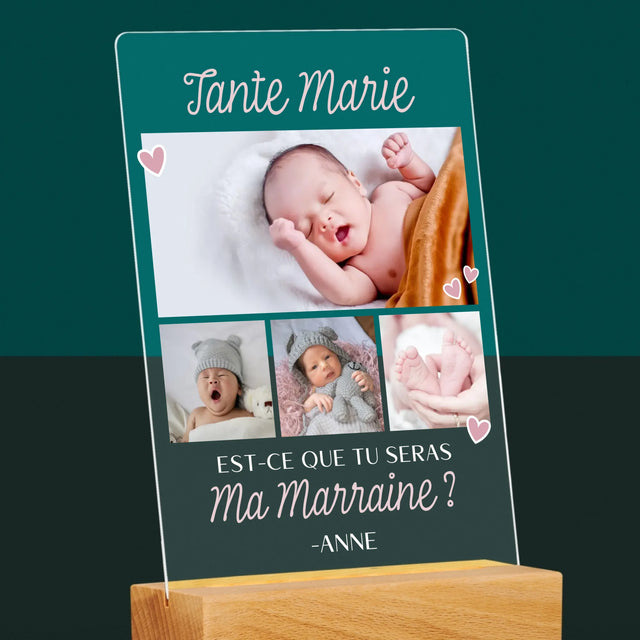 Collage Photo: Est-Ce Que Tu Seras Ma Marraine ? - Impression Sur Verre Acrylique