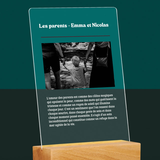 Photo Et Texte: Définition Des Parents De Leur Amour - Impression Sur Verre Acrylique