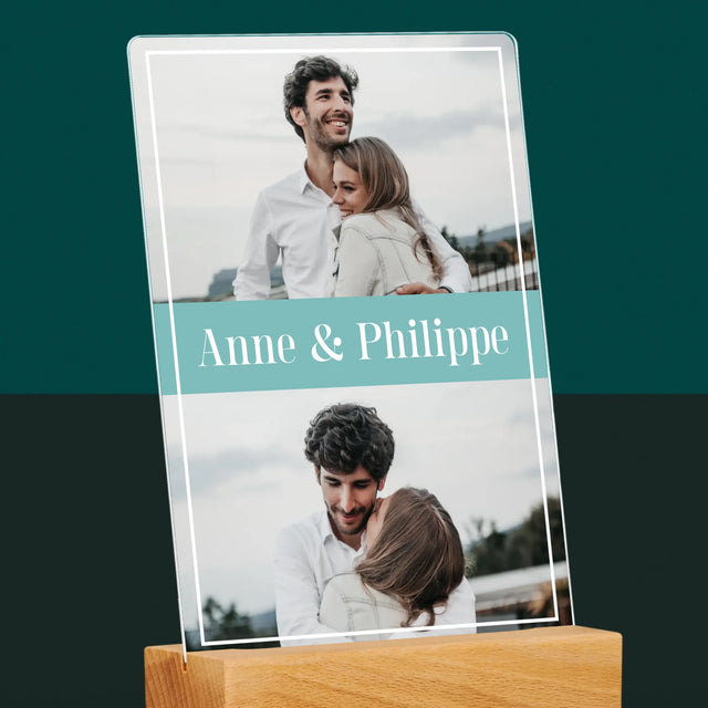 Collage Photo: Couple, Prénoms - Impression Sur Verre Acrylique