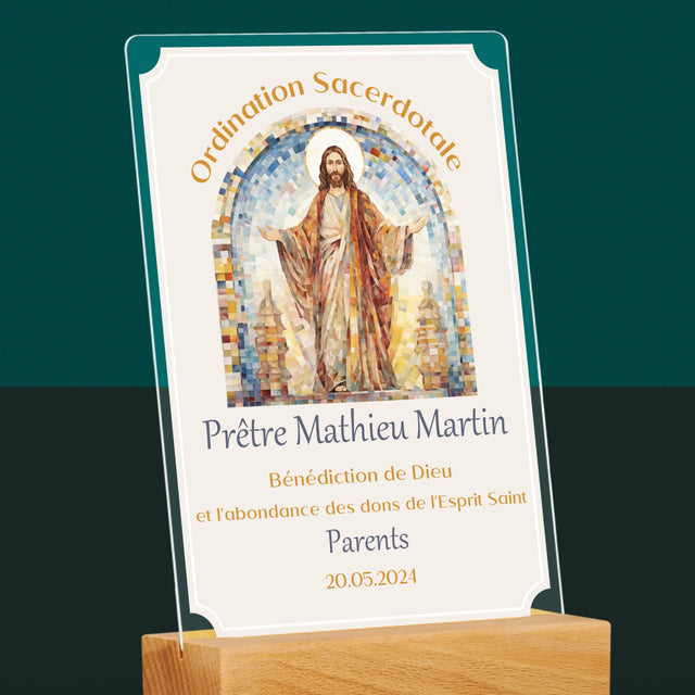 Le Prénom Et Un Texte: Ordination Sacerdotale - Impression Sur Verre Acrylique