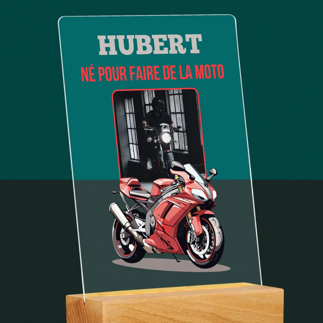 La Photo Et Un Texte: Né Pour Faire De La Moto - Impression Sur Verre Acrylique