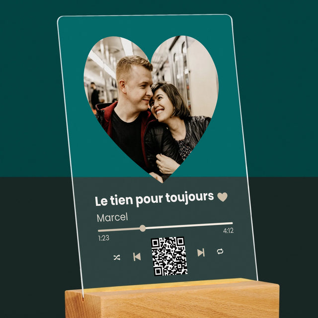 La Photo Et Un Texte: Notre Chanson Cœur Code Qr - Impression Sur Verre Acrylique
