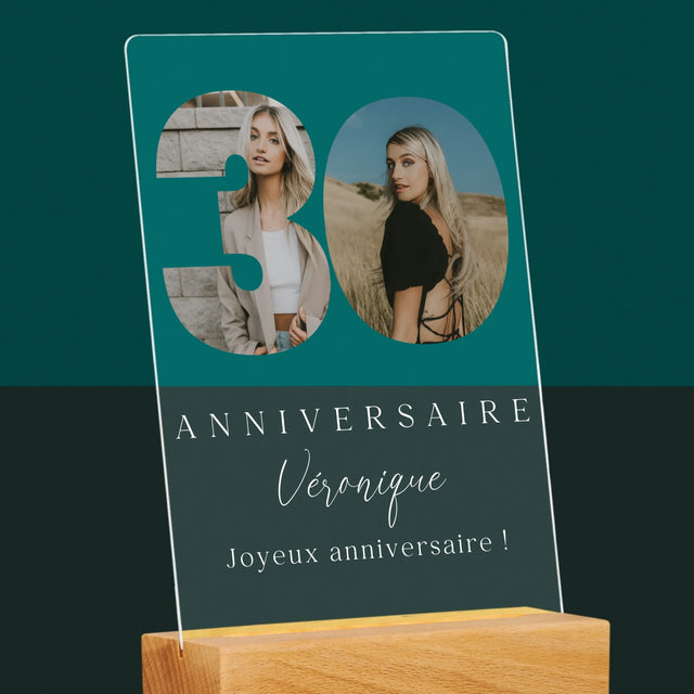 Collage Photo De Lettre: 30E Anniversaire Et Texte En Bas - Impression Sur Verre Acrylique