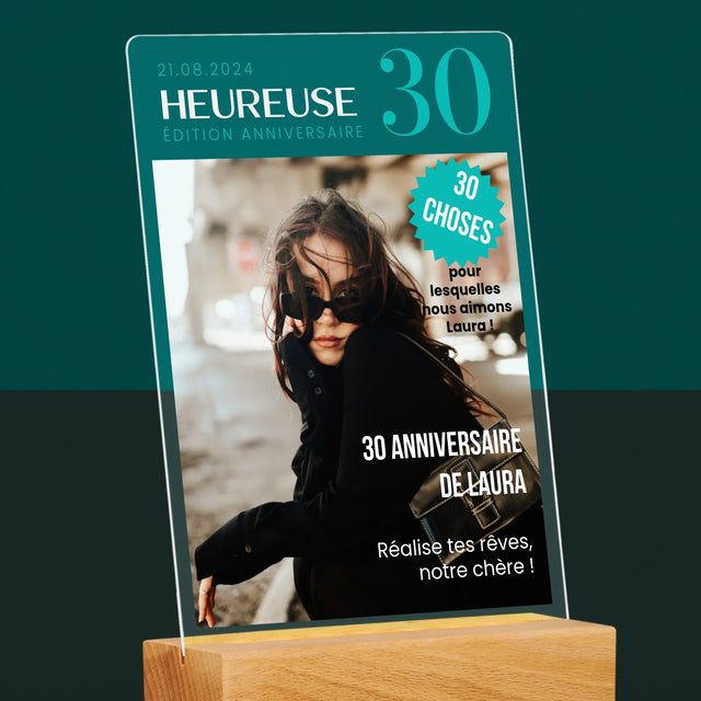 La Couverture De Magazine: Heureuse 30 - Impression Sur Verre Acrylique
