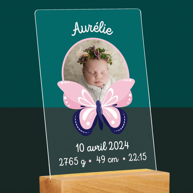 Acte De Naissance De L'Enfant: Métrique, Une Papillon - Impression Sur Verre Acrylique