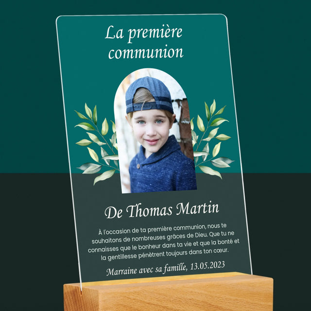 Photo Et Texte: Première Communion, Vœux - Impression Sur Verre Acrylique