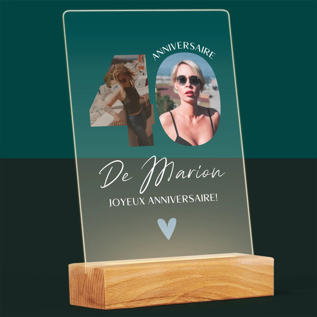 Collage Photo De Lettre: 40 Ans, Des Beaux Moments - Impression Sur Verre Acrylique