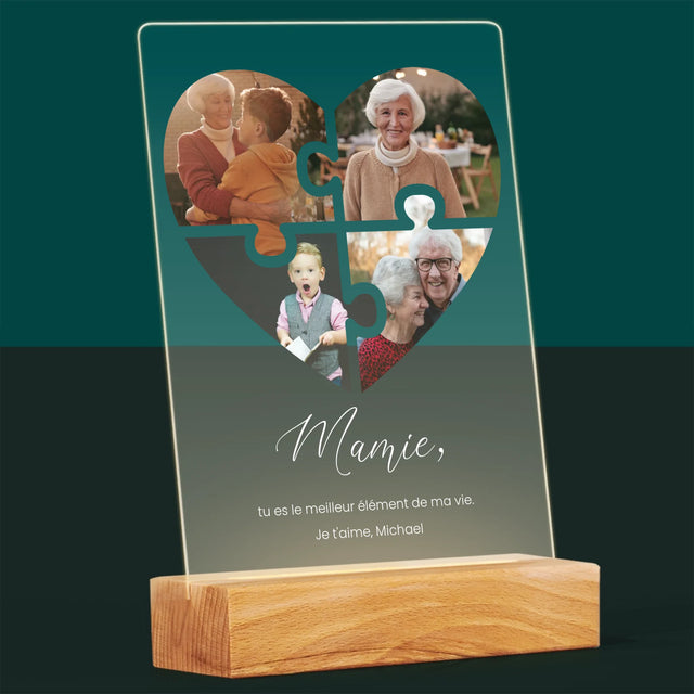 Le Collage Photo: Casse-Tête, Un Cœur Pour Grand-Mère - Impression Sur Verre Acrylique