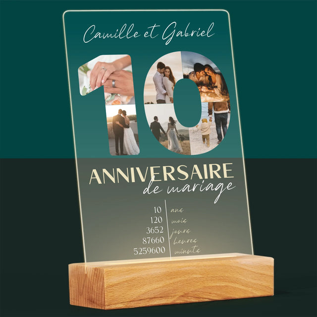Collage Photo De Lettre: 10 Anniversaire De Mariage - Impression Sur Verre Acrylique