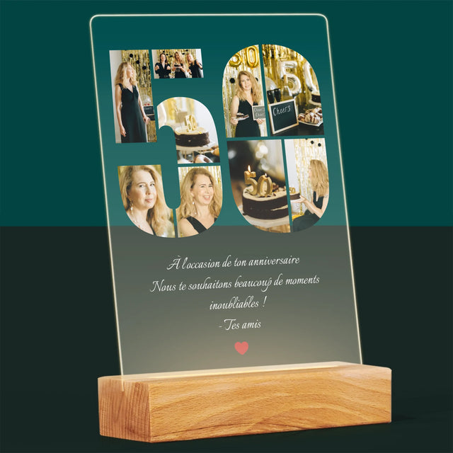 Forme Des Photos: 50 Anniversaire Vœux - Impression Sur Verre Acrylique