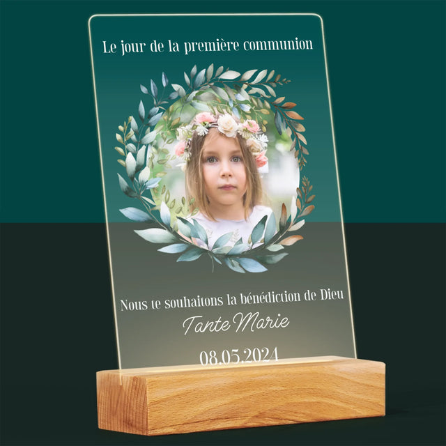 Photo Et Texte: Le Jour De La Première Communion - Impression Sur Verre Acrylique