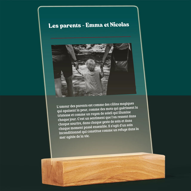 Photo Et Texte: Définition Des Parents De Leur Amour - Impression Sur Verre Acrylique