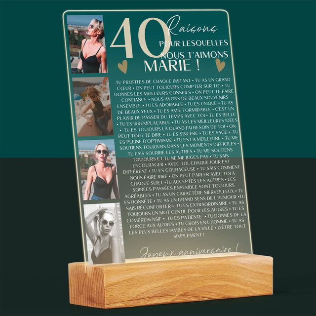 Le Collage Photo: 40 Raisons - Impression Sur Verre Acrylique