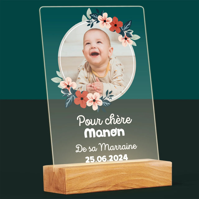 Photo Et Texte: Pour L'Enfant Des Parrains Et Marraines - Impression Sur Verre Acrylique