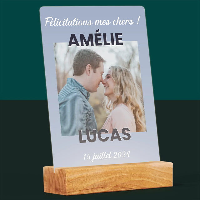 Photo Et Texte: Félicitations De Mariage - Impression Sur Verre Acrylique