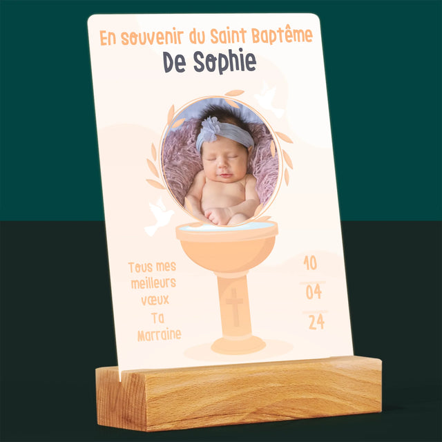Photo Et Texte: En Souvenir Du Saint Baptême - Impression Sur Verre Acrylique