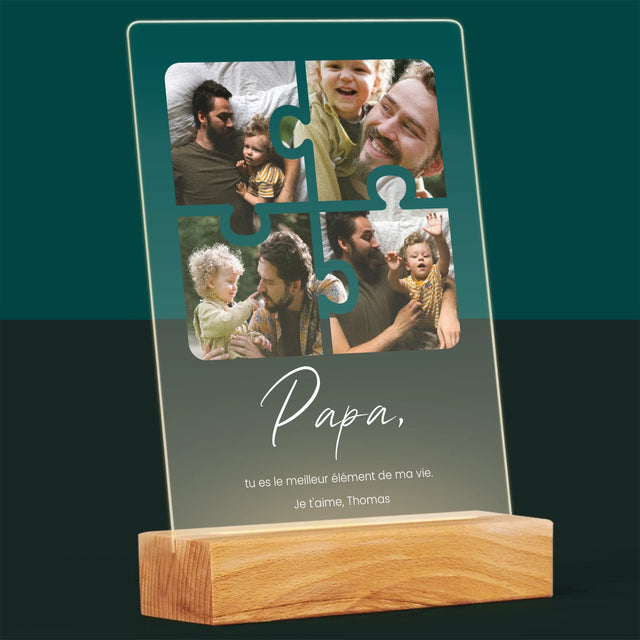 Collage Photo: Casse-Tête Pour Papa - Impression Sur Verre Acrylique