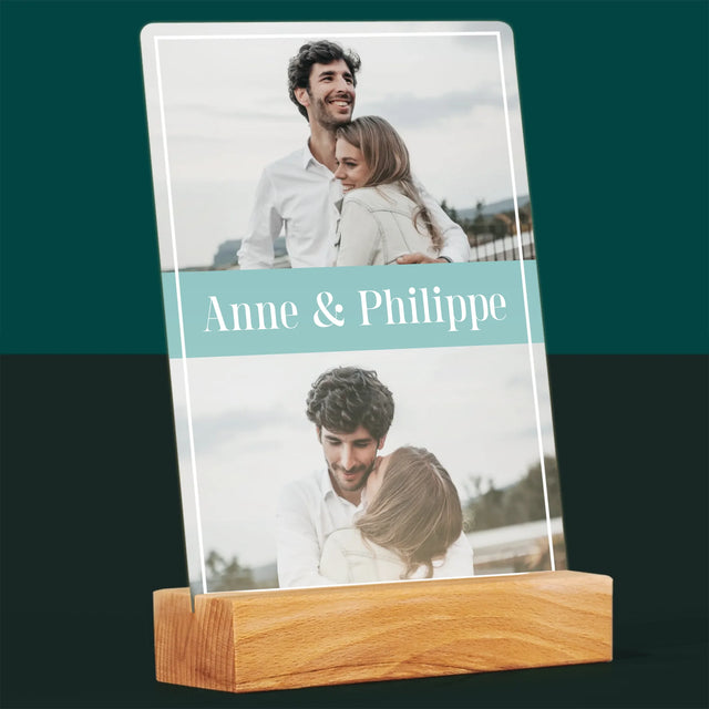 Collage Photo: Couple, Prénoms - Impression Sur Verre Acrylique